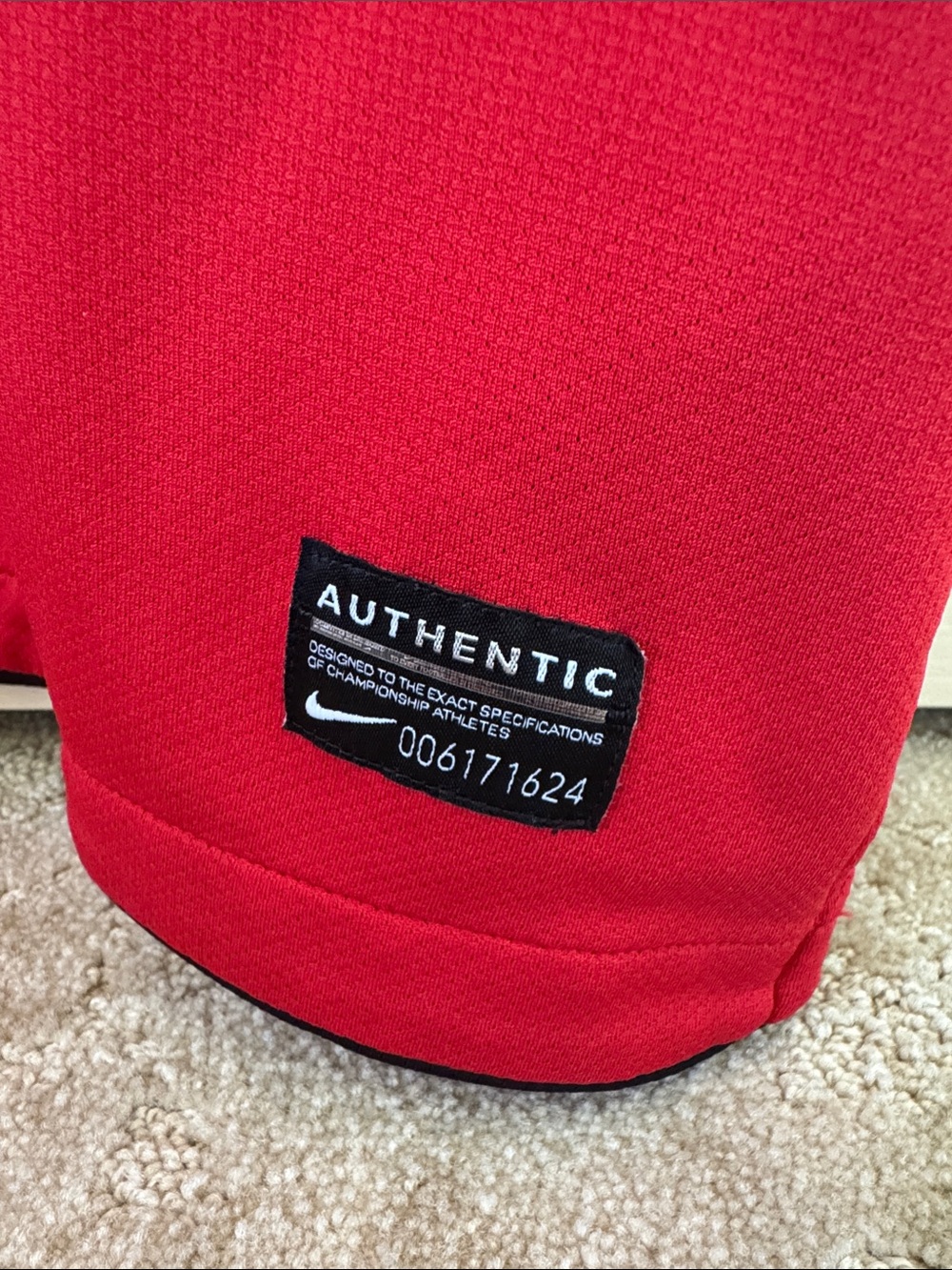Nike Red and White Soccer Jersey with AON Sponsor - Picture 7 of 9